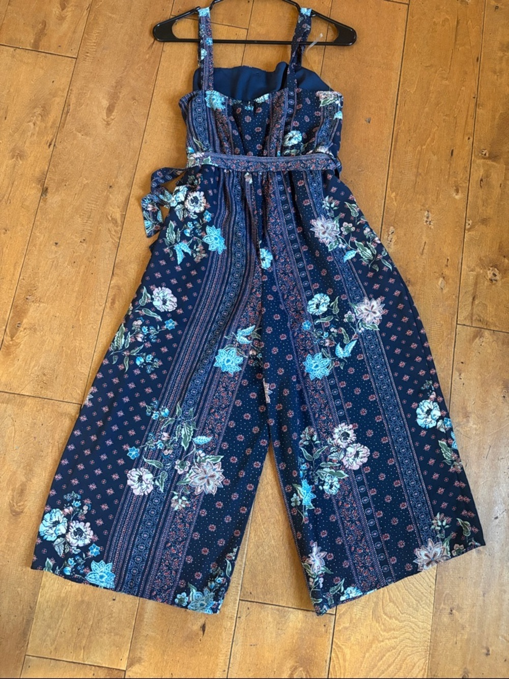 AUW Navy Floral Boho Jumpsuit with Wooden Buttons - Picture 6 of 6